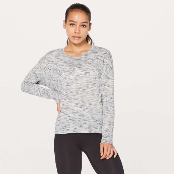 Lululemon Get Set Long Sleeve | Tiger Space Dye Black White | Size M - Picture 1 of 5